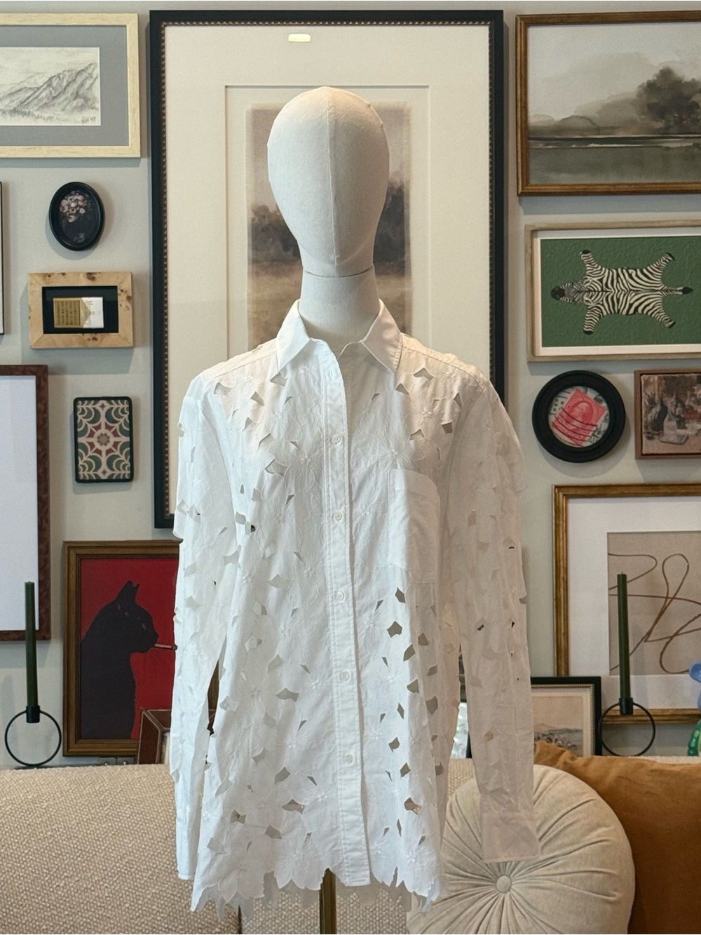REDValentino Cut-Out Embroidered White Shirt